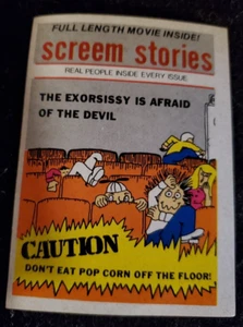 Vintage 1974 CRAZY MAGAZINE COVERS: Screem Stories / Fleer Sticker Card - Picture 1 of 2