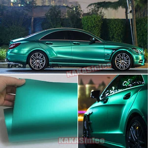 Lake Green Flexible Entire Car Auto Wrap Satin Chrome Metallic Vinyl Sticker AB - Picture 1 of 7