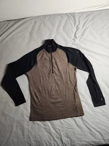 Smartwool Merino 250 Wool Sweater Pullover Mens Sz Large Brown Black 1/4 Zip NEW - Picture 1 of 9