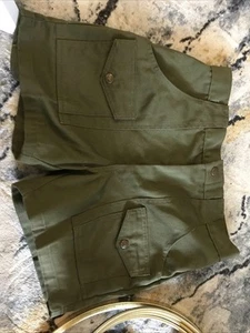 Vintage BOY SCOUTS BSA Uniform Green Cargo Shorts Youth Boy Size 18 Waist 29 - Picture 1 of 7