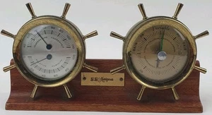 Vintage Ship Wheel Barometer & Thermometer SS Mariposa Brass Nautical Maritime D - Picture 1 of 21
