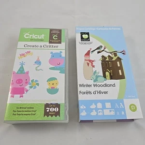 Cricut CREATE A CRITTER and WINTER WOODLAND Cartridges Children Shapes USED - Picture 1 of 4