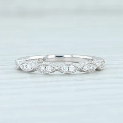 New 0.12ctw Diamond Ring 14k White Gold 6 Stackable Wedding Anniversary Band - Image 1 of 4