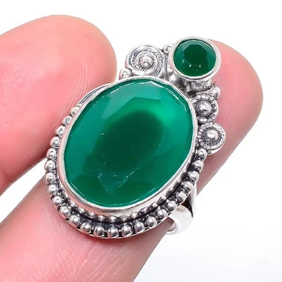 Anillo Joyería Chapado en Plata Esmeralda (Simulada) Minas Zambia s.7.5 M18 Foto 1 de 4