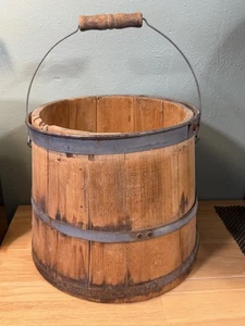 Vintage Bus Eimer Nr. 33 Holz & Metall Tannenköder Eimer Rustikal Bauernhaus Lerche IL - Bild 1 von 12