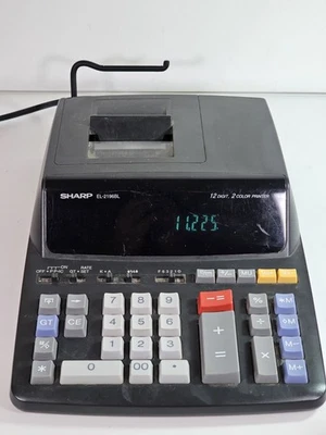 SHARP EL-2196Bl 12 Digit 2 Color Printing Electronic Calculator w/ Power Cord - Image 1 of 4