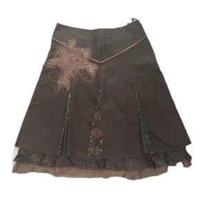 Vila Clothes Pretty Summer Skirt Khaki Size S 8/10 Uk Brand New - Picture 1 of 2
