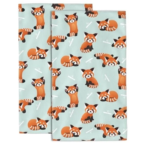 Linda Toalla de Mano Panda Roja para Baño Juego de 2 Toallas de Baño de Mano Suave  Foto 1 de 4