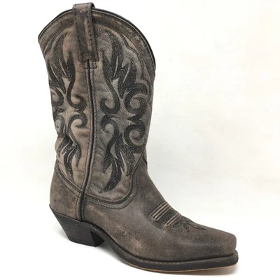 Laredo Maricopa Western Boots Cowgirl Shoes Womens Size 7 Brown Crackled Leather - Image 1 of 4