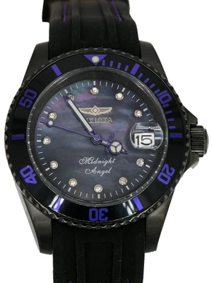 NUEVO INVICTA 23685 ÁNGEL DE MEDIANOCHE MUJER BUZO AUTOMÁTICO NEGRO FREGONA 40MM CRISTALES Foto 1 de 4