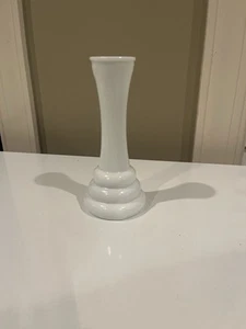Vintage White Milk Glass Beehive Ringed Vase 6" Tall - Picture 1 of 5