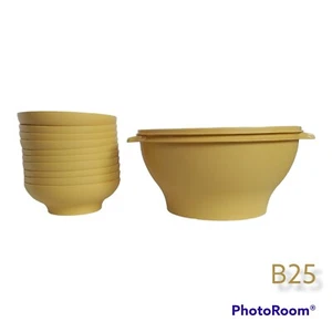 Tupperware Harvest Gold #880 grande servizio insalatiera 10" e 10 insalatiere. HTF - Foto 1 di 4