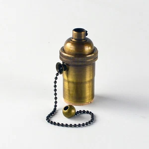 Antique Brass Light Socket - Pull Chain Switch - for Pendant Light or Lamp  - Picture 1 of 4