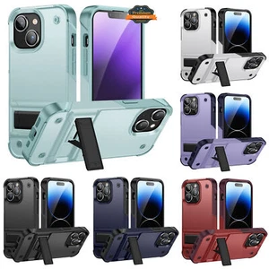 For Apple iPhone 14 /Plus Pro Max Heavy Duty Kickstand Hybrid Armor Case Cover - Picture 1 of 43