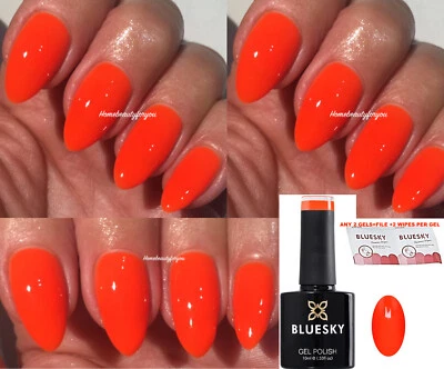 BLUESKY GEL NAIL POLISH NEON ORANGE BRIGHT COLOR HOT CHILLI A111 UV LED SOAKOFF