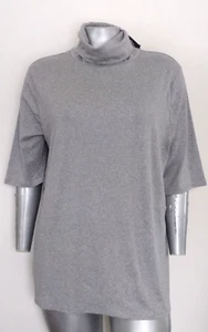 NWT AVA & VIV PULLOVER TURTLENECK BLOUSE TOP T~SHIRT Size 3X Short Sleeve Gray - Picture 1 of 16