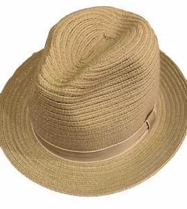Jos A Bank Straw Hat Fedora Panama Summer Sun Beach Destination Florida Sz M NWT - Picture 1 of 13