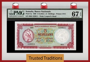 TT PK 5a 1966 SOMALIA 5 SCELLINI = 5 SHILLINGS PMG 67 EPQ SUPERB FINEST KNOWN! - Picture 1 of 2