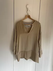 BY MALENE BIRGER Caramel gold 100% Silk Contrast Sz 38 Oversized Tunic Blouse - Picture 1 of 9