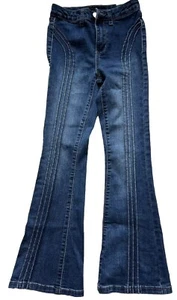 Pantalones de mezclilla Joes para niñas talla 10 ajustados estilo pierna azul informal escuela básica costura oscura - Imagen 1 de 10