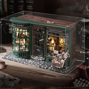 DIY Harry Potter Magic Wand Shop House with Case Book Nook Kit 3D Wooden Model - Foto 1 di 19
