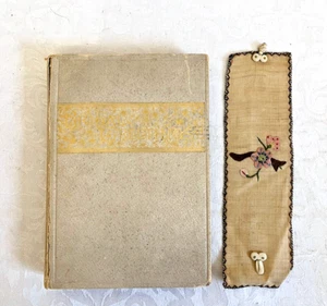 Antique Book Bridal Greetings Signed by Guests in 1946 Embroidered Bookmark! - Picture 1 of 12