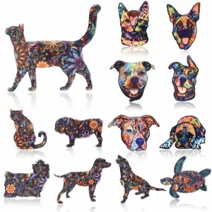 Acrylic Handmade Printing Flower Animal Dog Cat Brooch Pin Fashion Women Jewelry - Foto 1 di 25