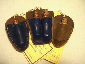 Vintage 50's-3 Saranac Lake Native American Porcelain & Leather Doll Papoose - Picture 1 of 4