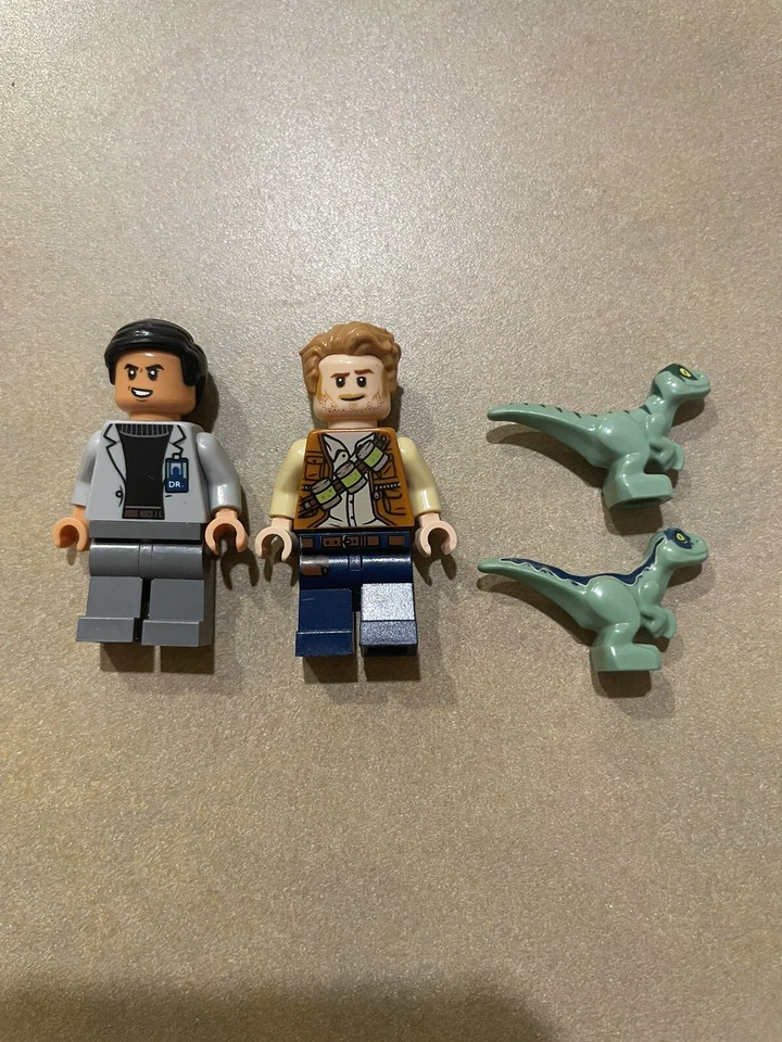 LEGO Dr. Wu Owen Grady Minifigures JURASSIC WORLD Figure Baby Dino Blue X2 - Image 1 of 1