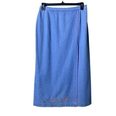 Maxi falda vaquera vintage Stonebridge para mujer envolvente sintética talla 14 floral cottagecore Foto 1 de 4