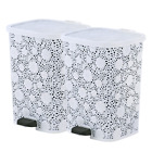 Superio Small Pedal Step-on Trash Can with Lid 6 qt (2 Pack), White Lace Design