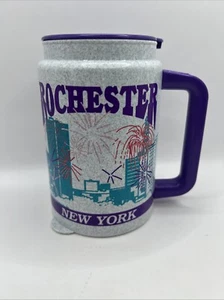 Vintage 80s/90s Rochester, NY Hot & Cold Mug with Lid 6” H x4” W - Picture 1 of 8