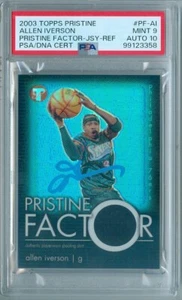 Allen Iverson 2003 Topps Pristine Factor Jersey #06/25 PSA DNA MINT 9 Auto 10 - Picture 1 of 2
