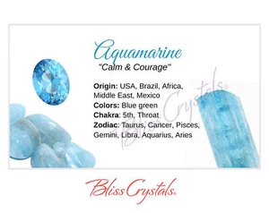 Tarjeta de información de cristal aguamarina, doble cara #HC12 - Imagen 1 de 2