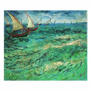 Art Van Gogh Painting Sailing Boat Green Seascape Framed - Picture 1 of 1