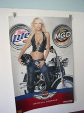 2003 MILLER LITE HARLEY DAVIDSON AND MODEL POSTER 26 x 18 in N O S