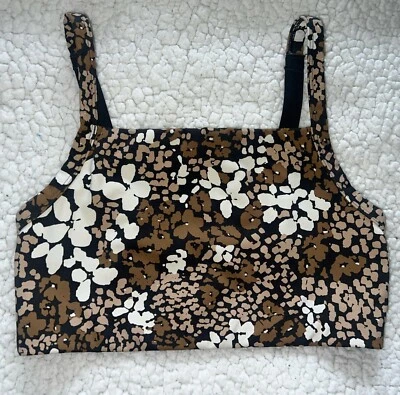 OFFLINE By Aerie Goals Sports Bra Black/Brown Floral Print Size Small - Image 1 of 4