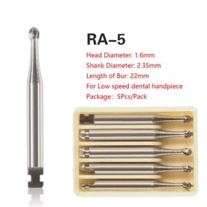 Dental Round Tungsten Steel Carbide Burs RA5 For Latch Type Low Speed Handpieces - Picture 1 of 3
