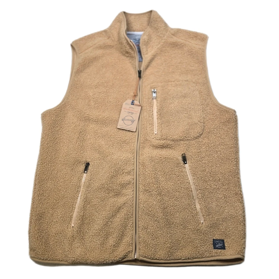 Chaleco polar Sherpa vintage resistente a la intemperie para hombre XL tostado bolsillos con cremallera completa NUEVO Foto 1 de 4