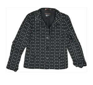 Nina Mclemore Women's Silk Lining Printed Blazer Jacket Size 8 MINT Made IN USA - Picture 1 of 3