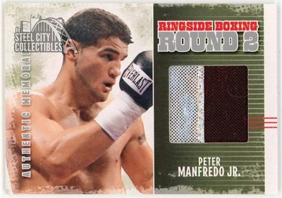 Peter Manfredo Jr 2011 ITG Ringside Boxing Silver Trunks Card #AM-37 Silver&Red - Image 1 of 2