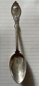 Medallion Sterling Silver Fruit Teaspoon 6", marked H & S Antique Spoon - Picture 1 of 6