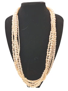 Womens Necklace Pearl Strands Different Shapes Hook Clasp 14" - Picture 1 of 9