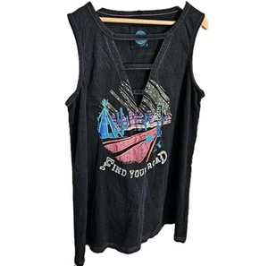 Double D Ranch Damen Small Route 66 bestickt ärmellos Tank Top Shirt schwarz - Bild 1 von 6