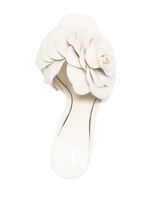 Valentino Garavani Floral Appliqué Leather Mules 37 7 - Picture 1 of 4