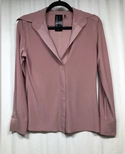 Camicia top blusa Norma Kamali KamaliKulture rosa scollo a V taglia XS - Foto 1 di 24