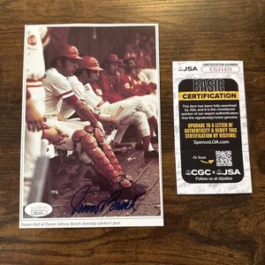 Johnny Bench Autographed Cut Calendar Photo HOF Reds Signed JSA - Picture 1 of 4