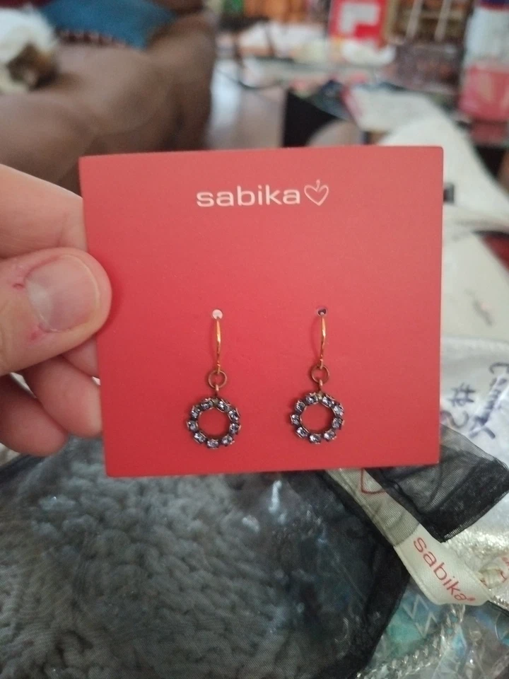 Pendientes colgantes de 2 piedras Sabika Jewelry pendientes perforados cristal azul Foto 1 de 4