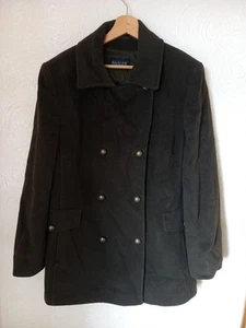 Basler Women's Green Peacoat Jacket UK 14 Wool Angora Mix Double Breasted - Imagen 1 de 6