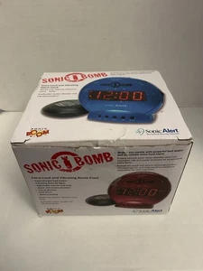 Sonic Bomb Dual EXTRA LOUD Alarm Clock with Bed Shaker Vibrate Sonic Alert Blue - Picture 1 of 3